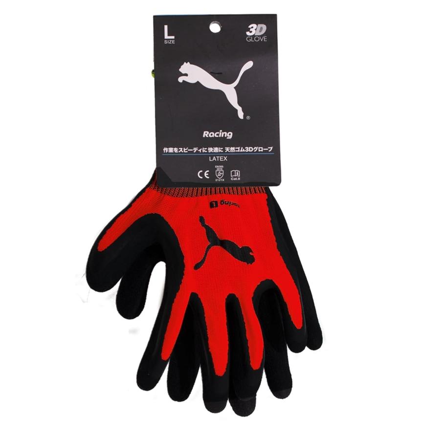 【サイズ：L】 3双セット プーマ 作業用手袋 背抜き手袋 PUMA WORK GLOVES 天然ゴムコーティング手袋 レーシング PG-1350 レッド | PUMA | 03