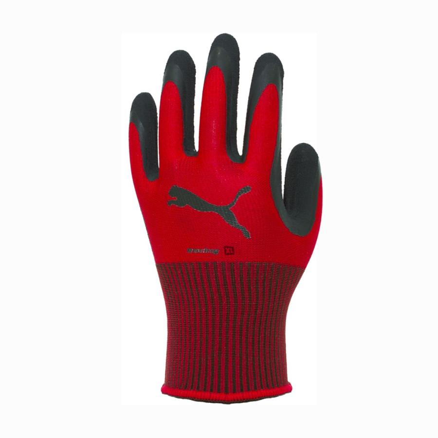 【サイズ：XL】 3双セット プーマ 作業用手袋 背抜き手袋 PUMA WORK GLOVES 天然ゴムコーティング手袋 レーシング PG-1350 レッド | PUMA | 01