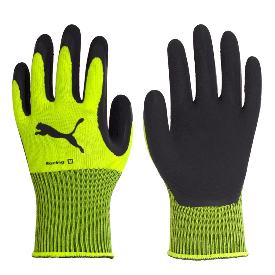 【サイズ：M】 プーマ 作業用手袋 PUMA WORK GLOVES 天然ゴムコーティング手袋 レーシング PG-1350 イエロー Mサイズ 背抜き手袋 | PUMA