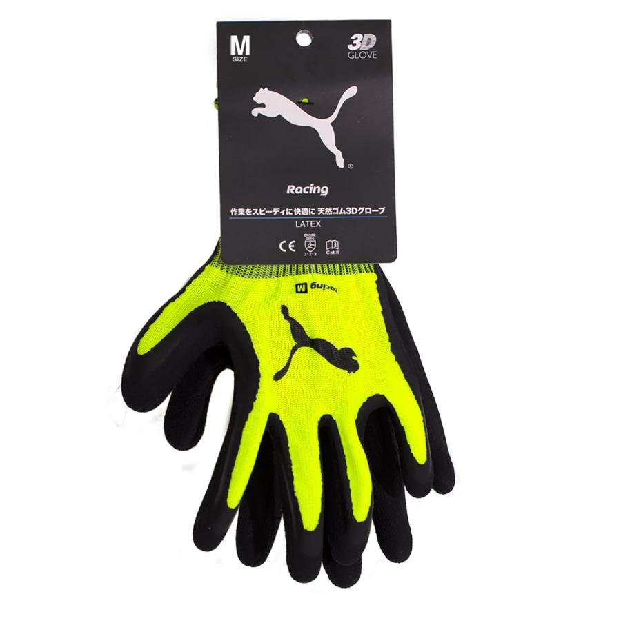 【サイズ：M】 3双セット プーマ 作業用手袋 背抜き手袋 PUMA WORK GLOVES 天然ゴムコーティング手袋 レーシング PG-1350 イエロー | PUMA | 03