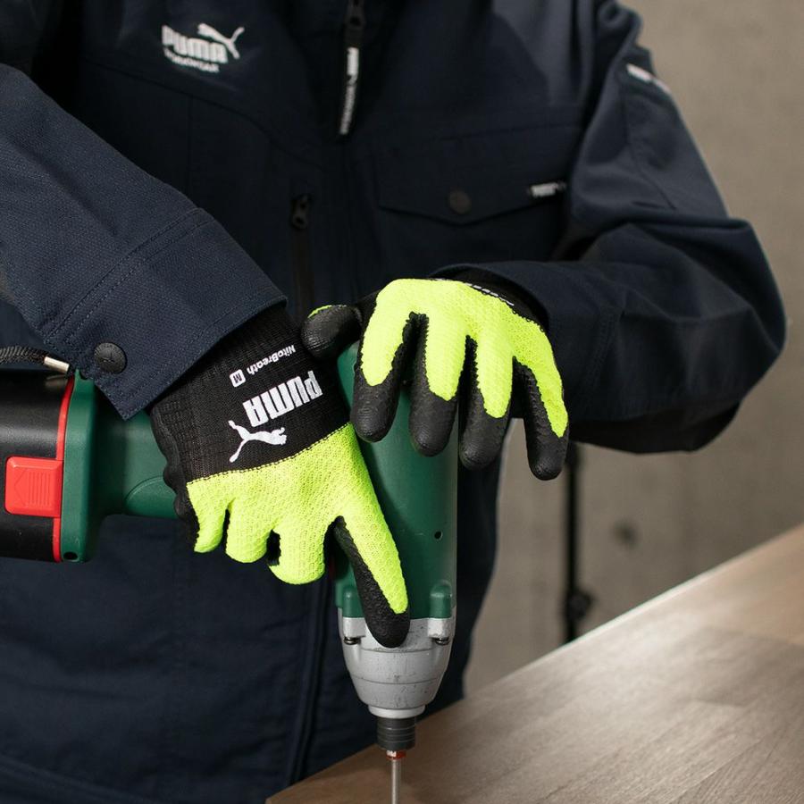 【サイズ：M】 プーマ 作業用手袋 PUMA WORK GLOVES Nito Breath ニトブレス手袋 PG-1530 ブラック&イエロー Mサイズ 背抜き手袋 | PUMA | 06