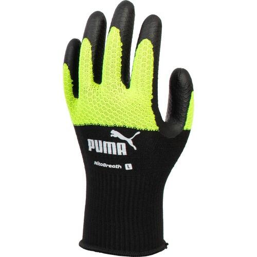 【サイズ：L】 プーマ 作業用手袋 PUMA WORK GLOVES Nito Breath ニトブレス手袋 PG-1530 ブラック&イエロー Lサイズ 背抜き手袋 | PUMA | 01