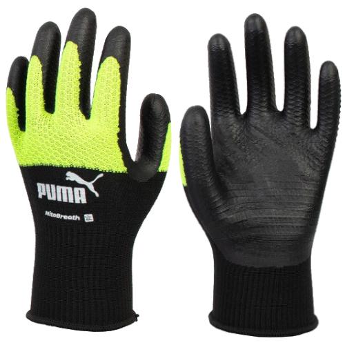 【サイズ：XL】 プーマ 作業用手袋 PUMA WORK GLOVES Nito Breath ニトブレス手袋 PG-1530 ブラック&イエロー XLサイズ 背抜き手袋 | PUMA