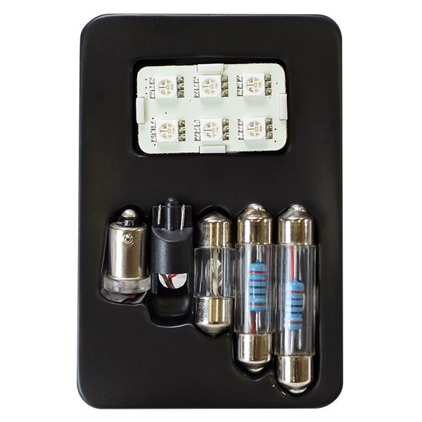 R.A.C 汎用 LEDルームランプ 6LEDタイプ 12V車用 5種類のソケット付き 7色カラー切替 |  | 01