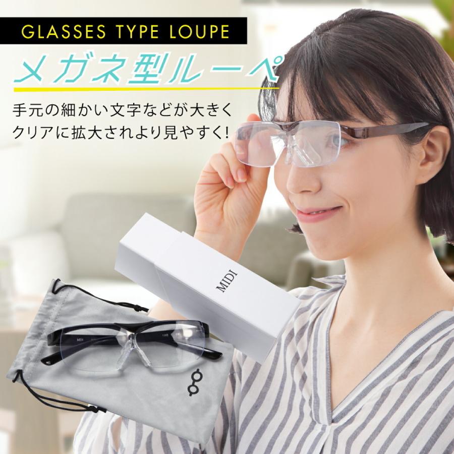 MIDI ブルーライトカット老眼鏡と跳ね上げ式メガネ型ルーペの2点