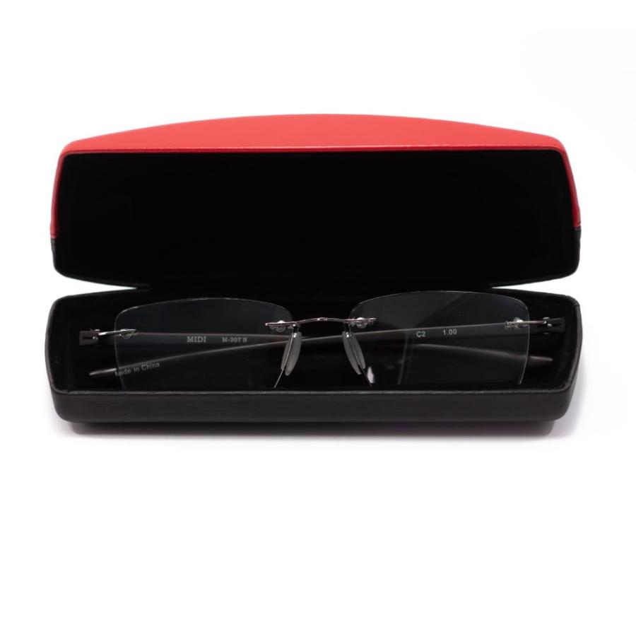 MIDI 老眼鏡 シニアグラス おしゃれ ふちなしメガネ ケースセット