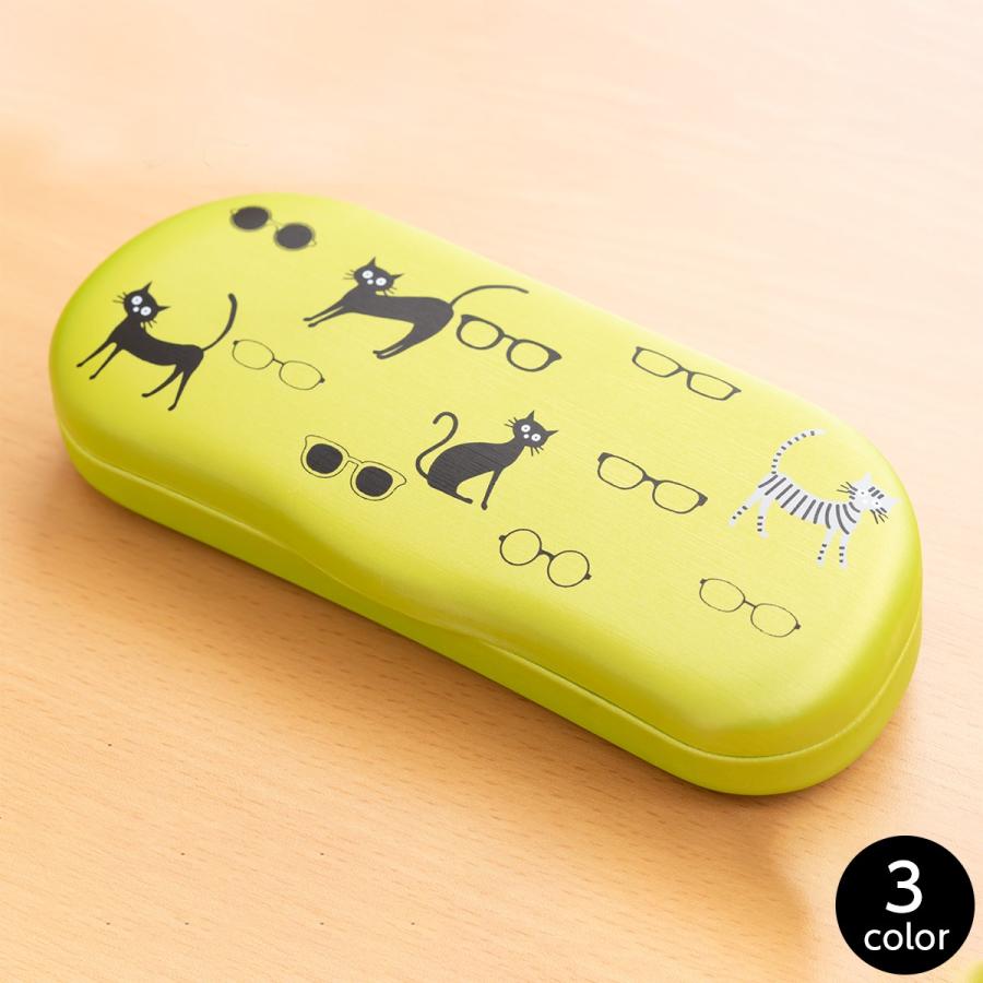 メガネケース ハードタイプ ネコとめがね柄 3カラー 返品交換無料