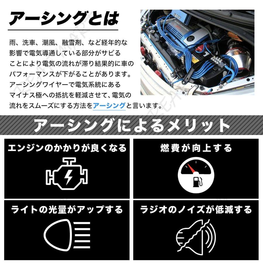 アーシング アーシングケーブル ワイヤー コード キット エンジン 車用