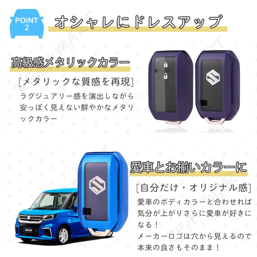 SUZUKI スズキ 新型 スマート キーケース スイフト ワゴンR スティングレー ハスラー ジムニー シエラ クロスビー XBEE イグニス ソリオ スペーシア｜reafmart｜07