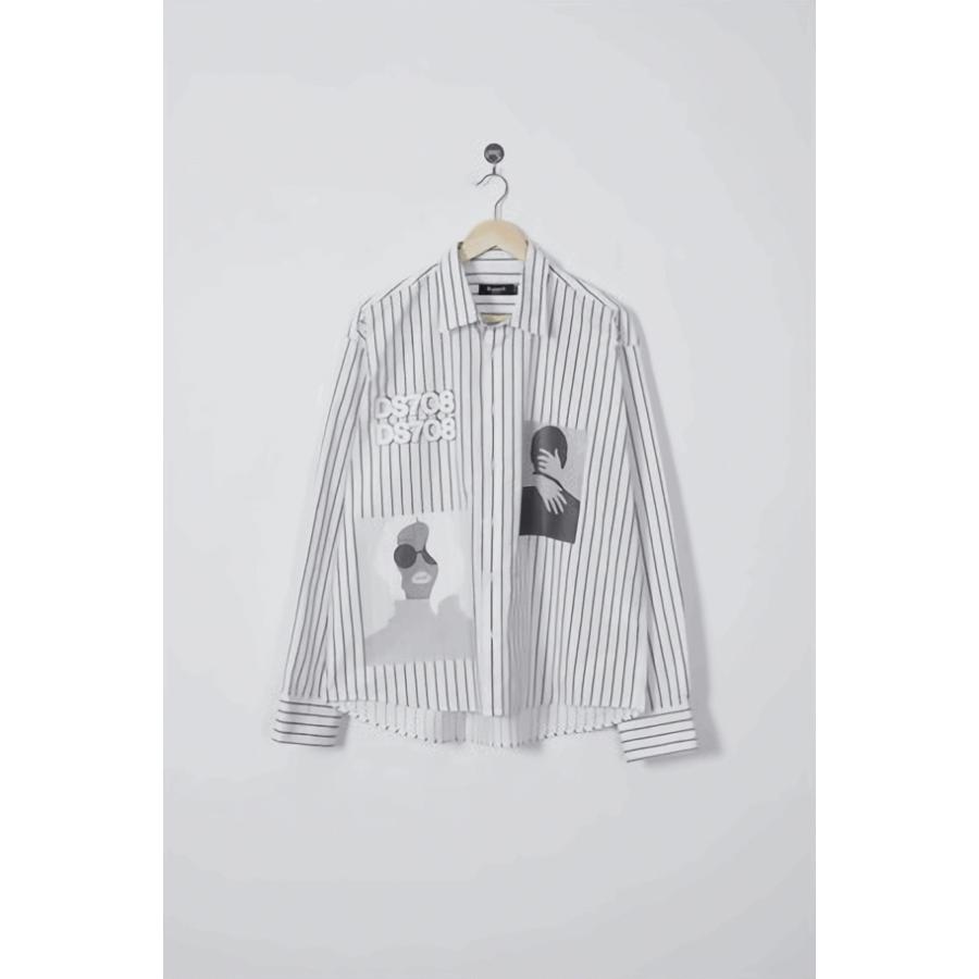 良質 韓国ブランド D Search Stripe Print Shirts ストライププリントシャツ 長袖 ストライププリントシャツ ホワイト ベージュストライプ Panero Shop