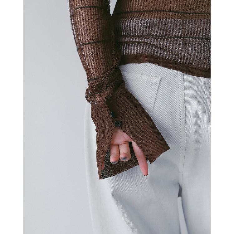 anuke＊トップス anuke（アンヌーク） 即日発送/anuke Sheerborder Knit Shirts