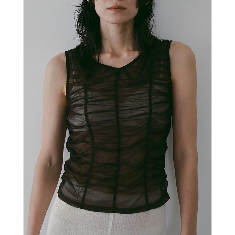 anuke（アンヌーク） 即日発送/anuke Tulle Gather Tanktop 62610626