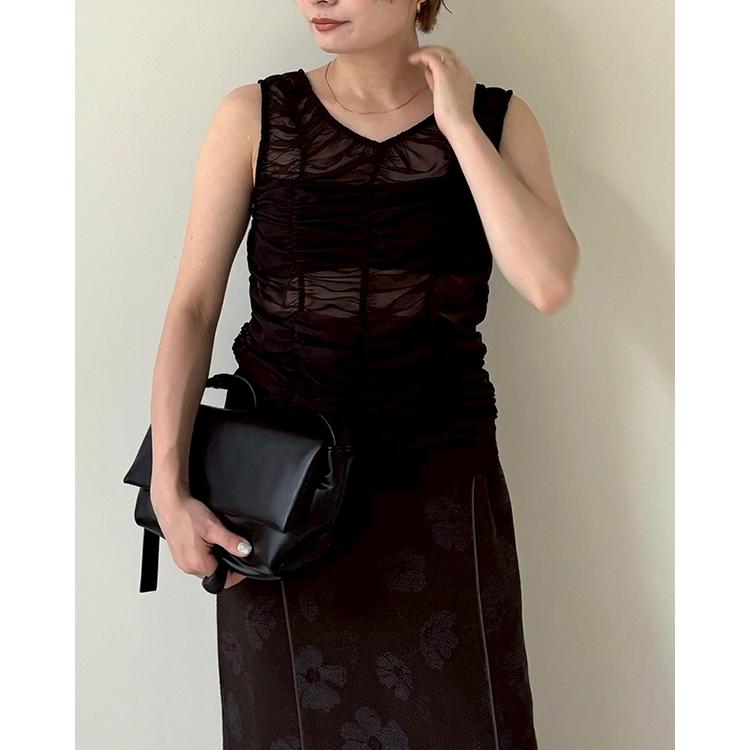 anuke（アンヌーク） 即日発送/anuke Tulle Gather Tanktop 62610626