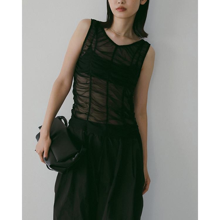 GWも即日発送/anuke アンヌーク Tulle Gather Tanktop 62610626 ネコポス送料無料_7
