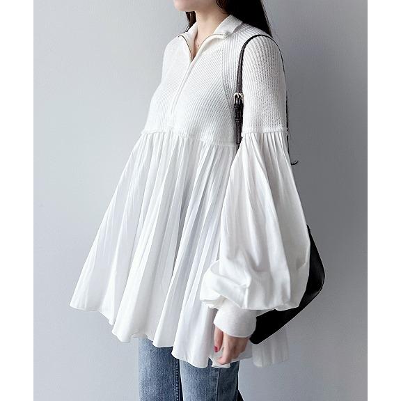 ココディール COCO DEAL ハーフジッププリーツドッキングニット