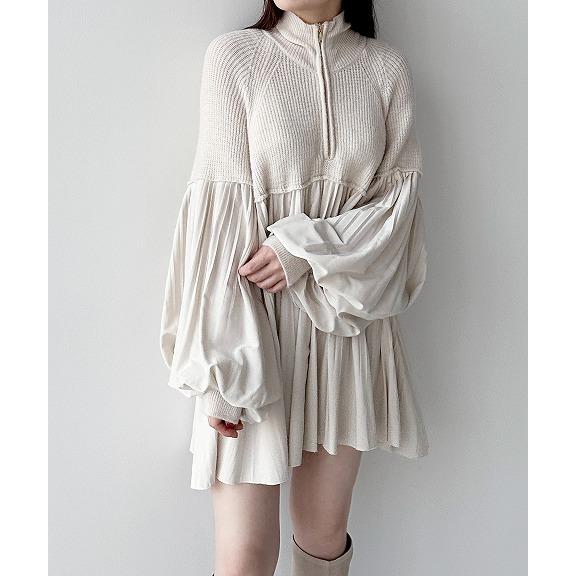 SOLD OUT】COCODEAL ココディール ハーフジッププリーツドッキング 