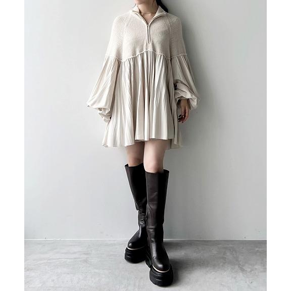 SOLD OUT】COCODEAL ココディール ハーフジッププリーツドッキング 