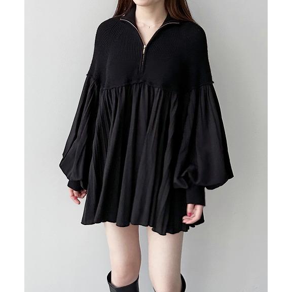 SOLD OUT】COCODEAL ココディール ハーフジッププリーツドッキング 