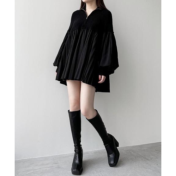 SOLD OUT】COCODEAL ココディール ハーフジッププリーツドッキング 