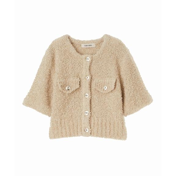 SOLD OUT】COCODEAL ココディール フラッフィーハーフスリーブニット 