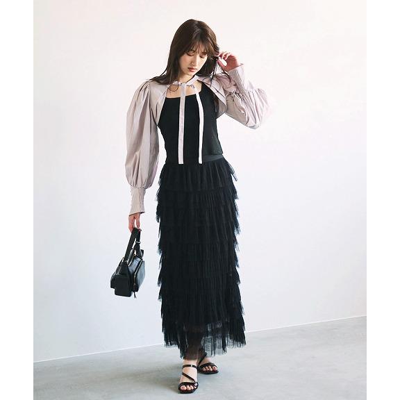 SOLD OUT】COCODEAL ココディール チュールプリーツティアードスカート  