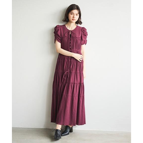 SOLD OUT】COCODEAL ココディール /コットン楊柳ティアード半袖 