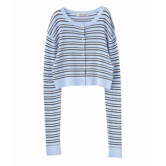 ココディール 即日発送/COCODEAL ボーダーケーブルニットカーディガン  