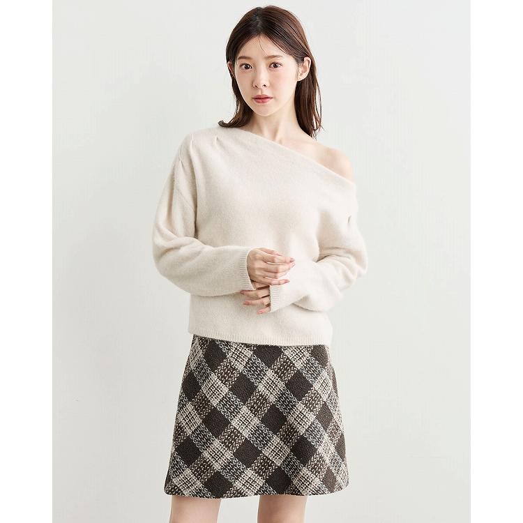 【新品タグ付】COCODEAL ロービングツイードミニスカート　チャコール ココディール（COCO DEAL） ＼SALE50%OFF／即日発送/COCODEAL