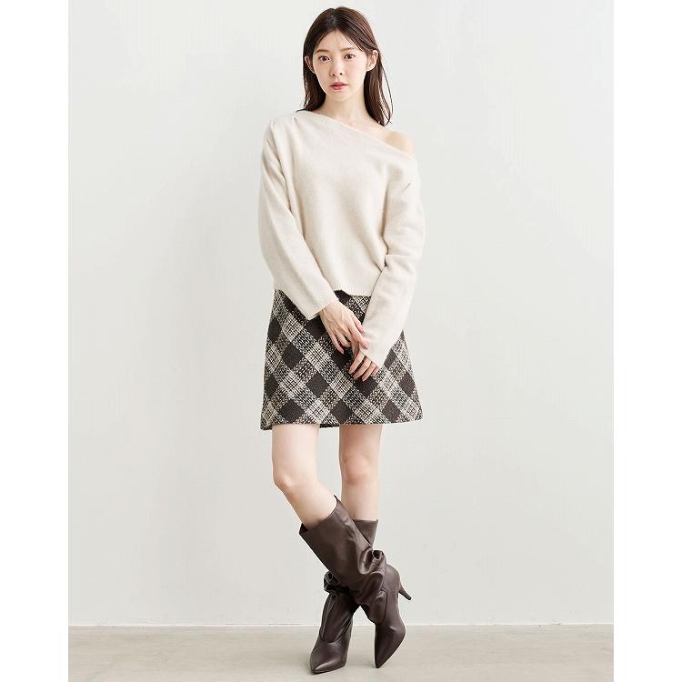 【新品タグ付】COCODEAL ロービングツイードミニスカート　チャコール ココディール（COCO DEAL） ＼SALE50%OFF／即日発送/COCODEAL