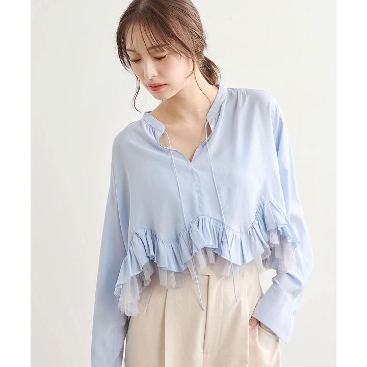 【1回のみ使用】ココディール フリルシャツブラウス　25AW 75518048 ココディール（COCO DEAL） 即日発送/COCODEAL ヘムフリルブラウス
