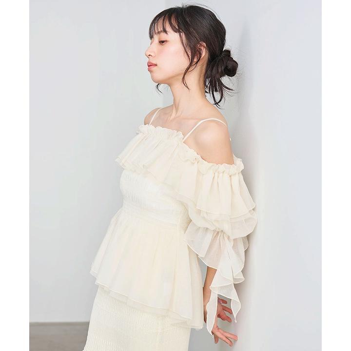 即日発送/COCODEAL ココディール フリルギャザーシアーシャーリングブラウス 76218390  2026春夏の画像