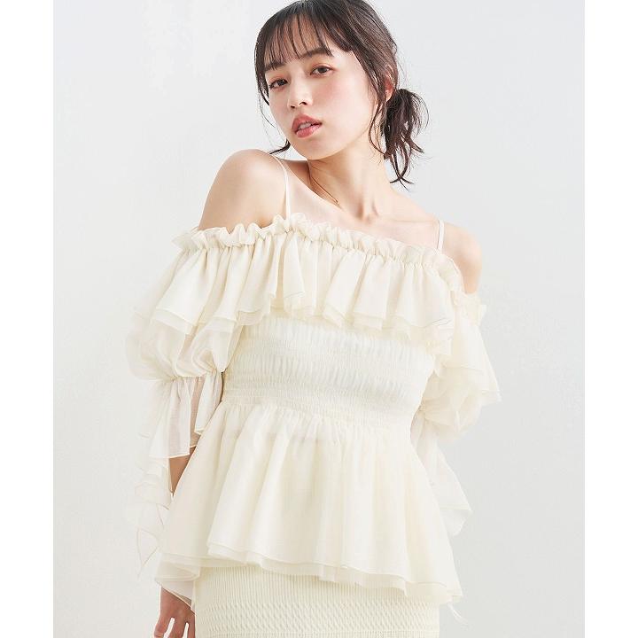 即日発送/COCODEAL ココディール フリルギャザーシアーシャーリングブラウス 76218390  2026春夏の画像