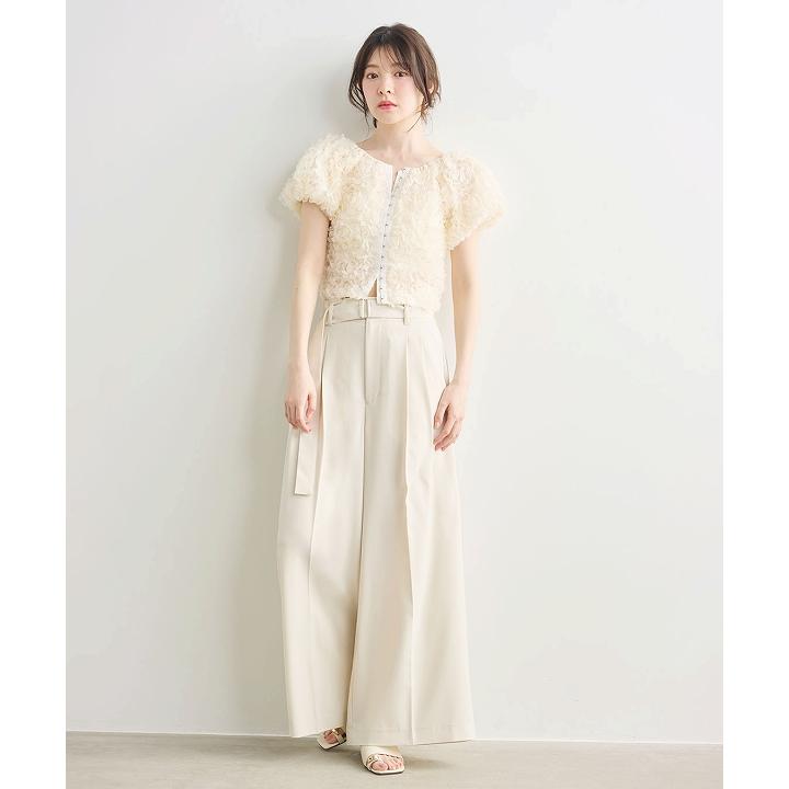 cocodeal フラワーモチーフ 半袖トップス ホワイト COCO DEAL花柄