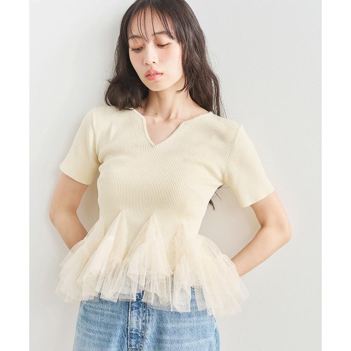 即日発送/COCODEAL ココディール ニットドッキングチュールペプラム