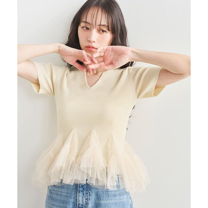 即日発送/COCODEAL ココディール ニットドッキングチュールペプラム