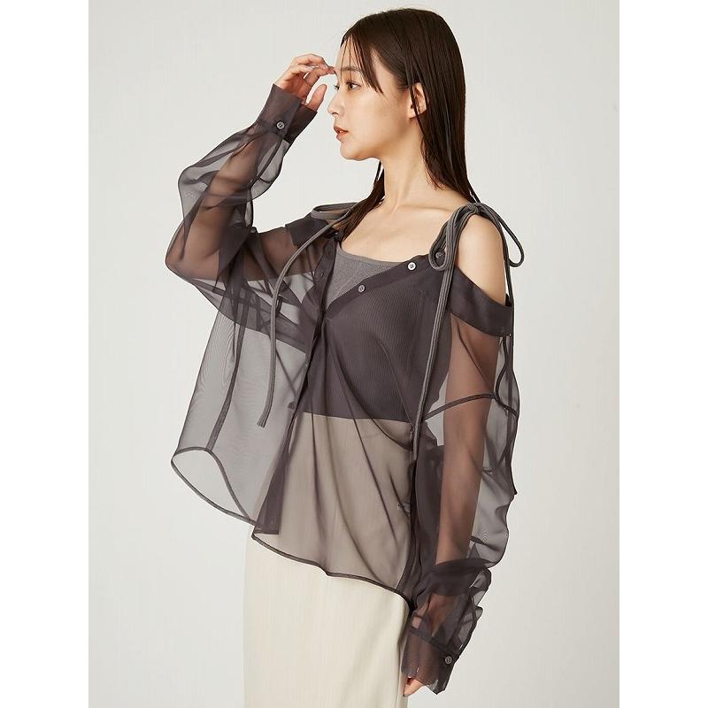 FRAY I.D ショルダーリボンニットレイヤードシャツ　タグ付き　GRW FRAY I.D ＼SALE50%OFF／即日発送/FRAY フレイアイディー