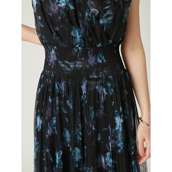 【新品】FRAY I.D シアーフラワープリーツワンピース BLK 1 フレイ アイディー FRAY I.D 【00サイズ】シアーフラワープリーツ