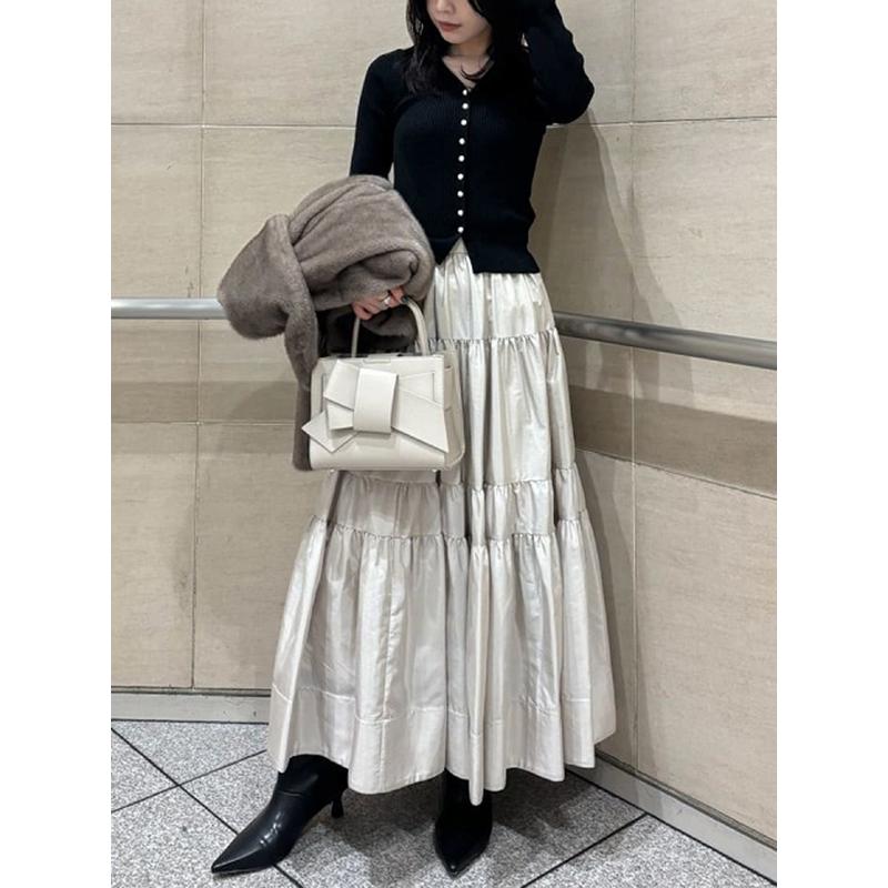 ange FRAY I.D リブカーディガンティアードスカートセットアップ リブカーディガンティアードスカートセットアップ | フレイ アイディー