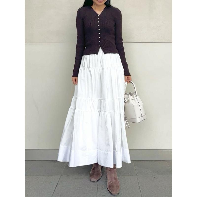 ange FRAY I.D リブカーディガンティアードスカートセットアップ リブカーディガンティアードスカートセットアップ | フレイ アイディー