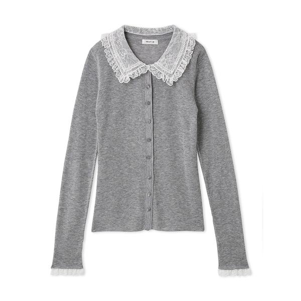 FRAY I.D レースカラーニットカーディガン GRY FRAY I.D（フレイ・アイディー） 【SOLD OUT】＼期間限定10%OFF／FRAY