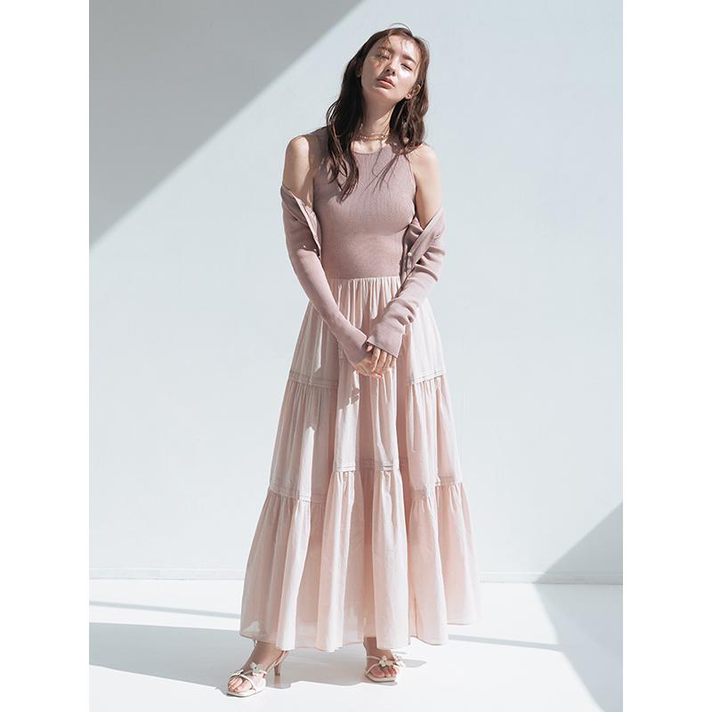 ＼期間限定10%OFF／即日発送/FRAY I.D フレイアイディー  リブニットコンビティアードワンピース FWNO262050  2026春夏の画像