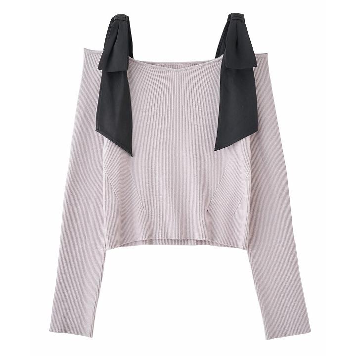 LILLIANCARAT 新品リリアンカラット 2WAYオフショルリボンニット LILLIAN CARAT 2WAYオフショルリボンニット | FLAT 1F
