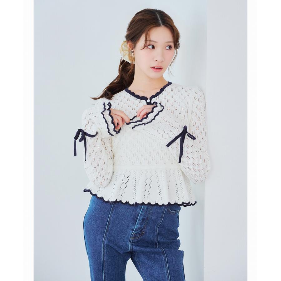 新品*未使用☆M’S GRACY リボン刺繍いり☆ペプラムニット ペプラムニットジレ | msgracy