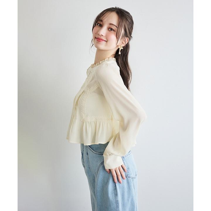 【値下】フリルデザインブラウス LILLIAN CARAT SOLD OUT】LILLIAN CARAT リリアンカラット レースデザインペプラム