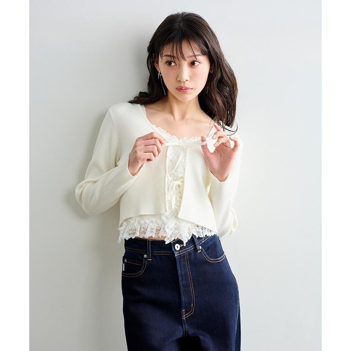 SOLD OUT】LILLIAN CARAT リリアンカラット レーストリミングニット