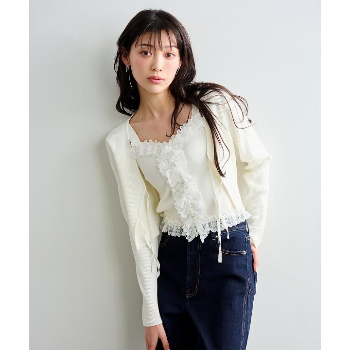 SOLD OUT】LILLIAN CARAT リリアンカラット レーストリミングニット