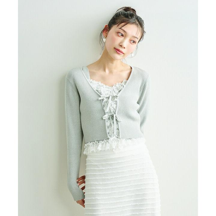 LILLIAN CARAT フリルカーディガン ホワイト SOLD OUT】LILLIAN CARAT リリアンカラット レーストリミングニット