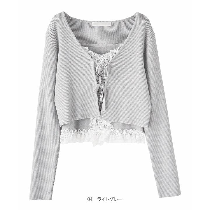 LILLIAN CARAT/リリアンカラット レースデザインニットカーディガン SOLD OUT】LILLIAN CARAT リリアンカラット レースデザインニット