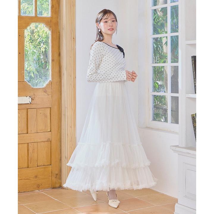 ☆新品タグ付き☆ リリアンカラット ヘムフリルチュールフレアスカート SOLD OUT】追加生産決定/予約商品/LILLIAN CARAT リリアンカラット