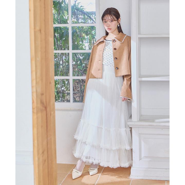 ☆新品タグ付き☆ リリアンカラット ヘムフリルチュールフレアスカート 5/14(木)朝10時〜10%OFF／再入荷/即日発送/LILLIAN CARAT リリアン